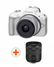 Kamera bez ogledala Canon - EOS R50, RF-S 18-45mm, f/4.5-6.3 IS STM, bijela + Objektiv Canon - RF 85mm f/2 Macro IS STM